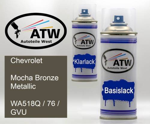 Chevrolet, Mocha Bronze Metallic, WA518Q / 76 / GVU: 400ml Sprühdose + 400ml Klarlack - Set, von ATW Autoteile West.